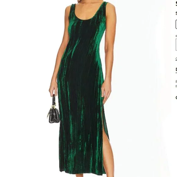 💚 Enza Costa Silk Textured Velvet Tank Dress – Malachite – Size M / 2 (NWT) - Picture 2 of 9